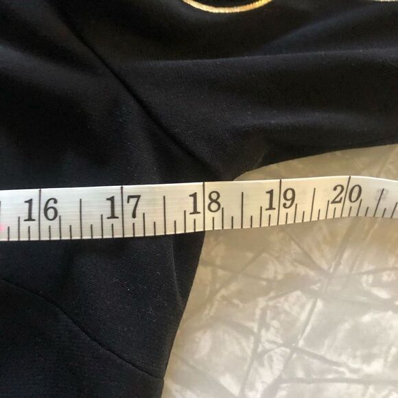 cache womens black gold velvet contrast printed sheath dress size 12 long sleeve - Picture 12 of 13